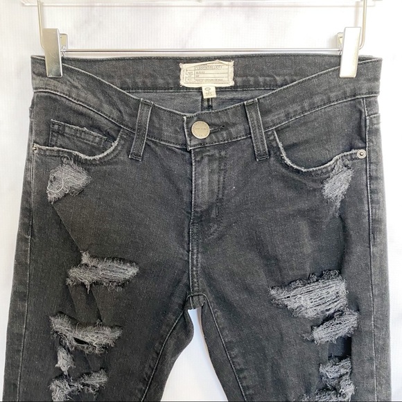 Current/Elliott The Stiletto Black Tattered Jean - Picture 3 of 10